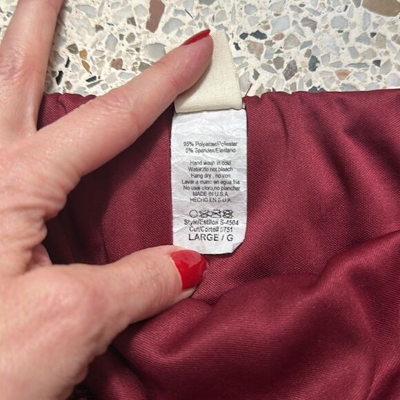 7th Ray red sequin elastic waist stretch midi skirt side slit Large L - Picture 4 of 5